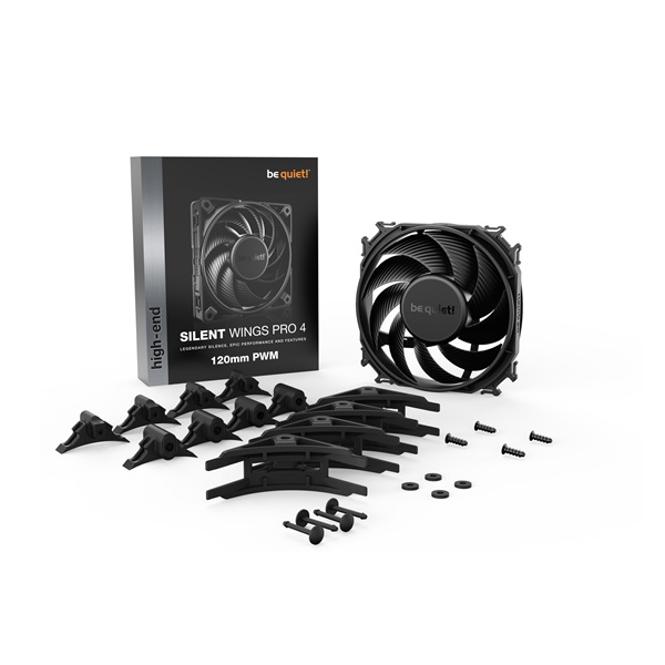 Be Quiet! Cooler 12cm - SILENT WINGS PRO 4 120mm PWM (3000rpm, 36,9dB, fekete) - Image 5