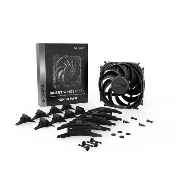 Be Quiet! Cooler 12cm - SILENT WINGS PRO 4 120mm PWM (3000rpm, 36,9dB, fekete) - Image 5