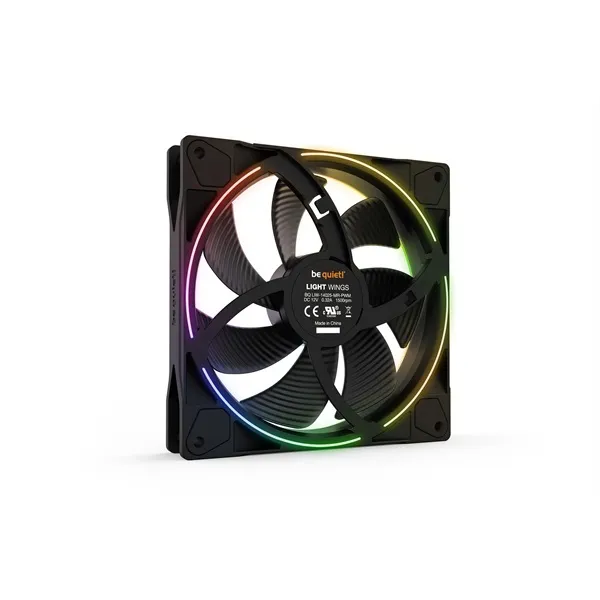 Be Quiet! Cooler 14cm - LIGHT WINGS 140mm PWM (RGB, 1500rpm, 23,3dB, fekete) - Image 4