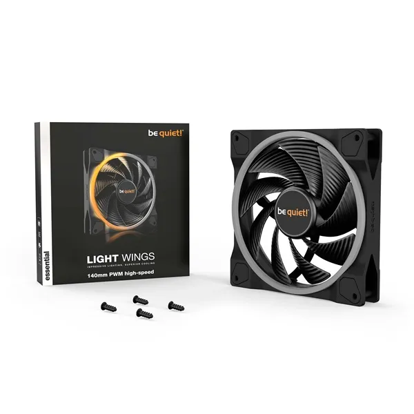 Be Quiet! Cooler 14cm - LIGHT WINGS 140mm PWM high-speed (RGB, 2200rpm, 31dB, fekete) - Image 5