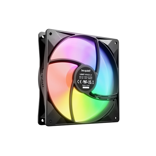Be Quiet! Cooler 14cm - LIGHT WINGS LX 140mm PWM (RGB, 1200rpm, 22,9dB, fekete) - Image 4