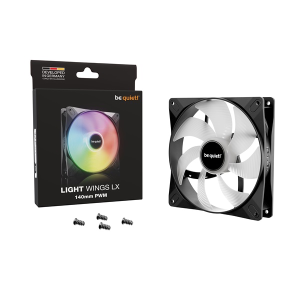 Be Quiet! Cooler 14cm - LIGHT WINGS LX 140mm PWM (RGB, 1200rpm, 22,9dB, fekete) - Image 5