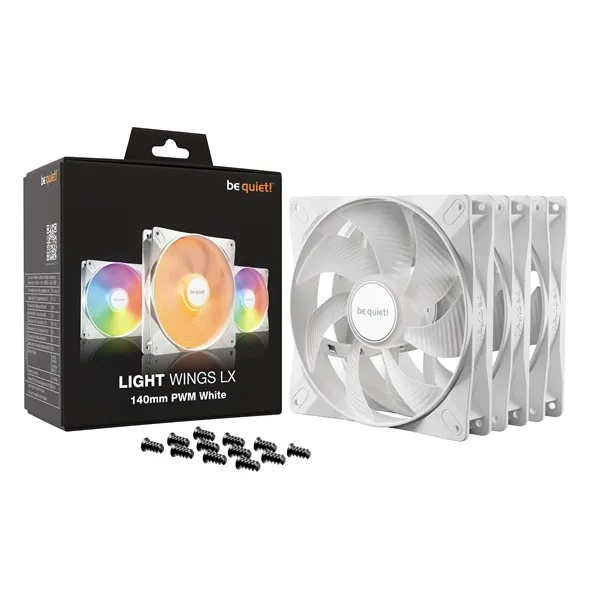Be Quiet! Cooler 14cm - LIGHT WINGS LX 140mm PWM White Triple-Pack (RGB, 1200rpm, 22,9dB, fehér) - Image 5