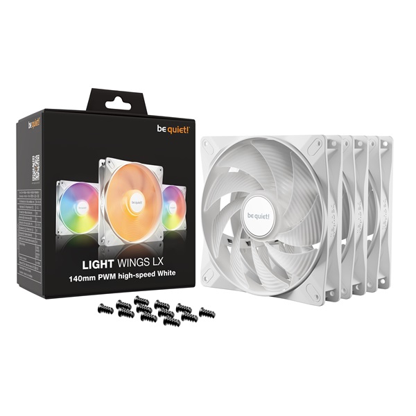Be Quiet! Cooler 14cm - LIGHT WINGS LX 140mm PWM high-speed White Triple-Pack (RGB, 1800rpm, 30,5dB, fehér) - Image 5