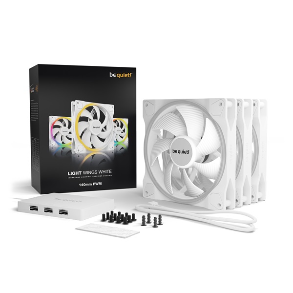Be Quiet! Cooler 14cm - LIGHT WINGS WHITE 140mm PWM Triple Pack (RGB, 1700rpm, 20,6dB, fehér) - Image 6