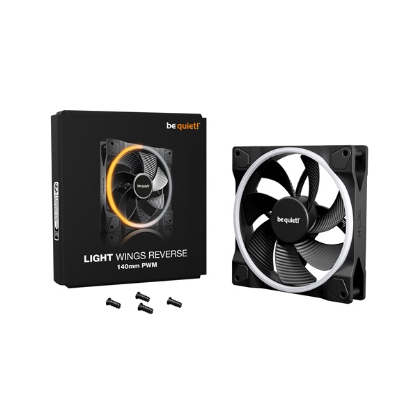 Be Quiet! Cooler 14cm - LIGHT WINGS 140mm PWM Reverse Black (RGB, 1300rpm, 25,5dB, fekete) - Image 8