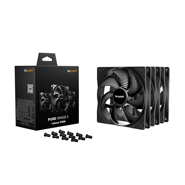 Be Quiet! Cooler 14cm - PURE WINGS 3 140mm PWM 3-Pack (1200rpm, 21,9dB, fekete) - Image 3