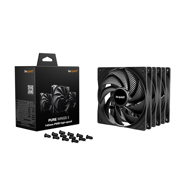Be Quiet! Cooler 14cm - PURE WINGS 3 140mm PWM HS 3-Pack (1800rpm, 30,5dB, fekete) - Image 3