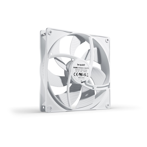 Be Quiet! Cooler 14cm - PURE WINGS 3 White 140mm PWM (1200rpm, 21,9dB, fehér) - Image 5