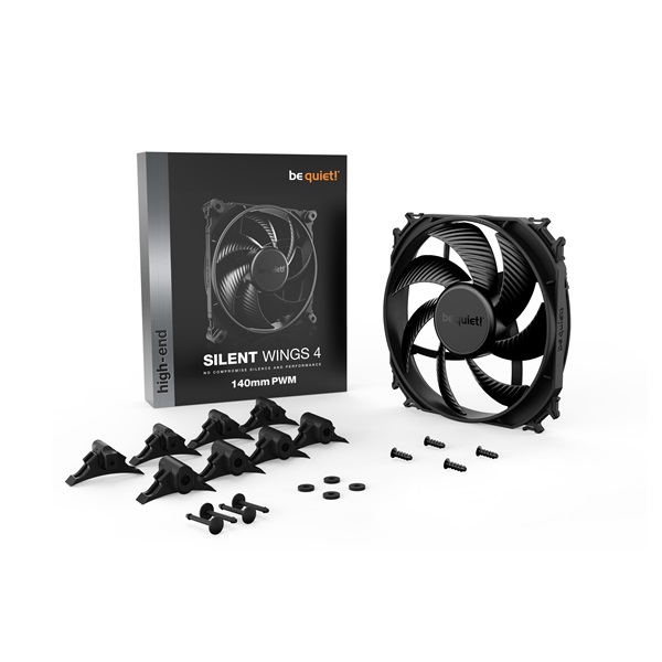 Be Quiet! Cooler 14cm - SILENT WINGS 4 140mm PWM (1100rpm, 13,6dB, fekete) - Image 4
