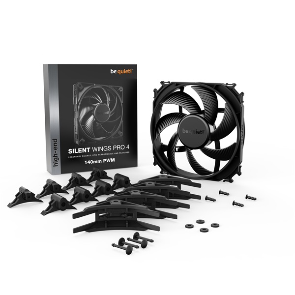 Be Quiet! Cooler 14cm - SILENT WINGS PRO 4 140mm PWM (2400rpm, 36,8dB, fekete) - Image 5