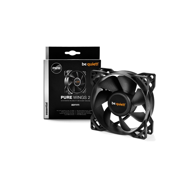 Be Quiet! Cooler 8cm - PURE WINGS 2 80mm PWM (1900rpm, 19,2dB, fekete) - Image 2