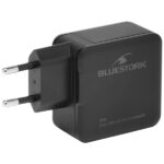 Bluestork Hálózati töltő - PW-BS-65-GAN-C-A (USB-C, USB-A, 65W, 1,8m kábel, gyorstöltés, fekete) - Image 2