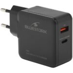 Bluestork Hálózati töltő - PW-BS-65-GAN-C-A (USB-C, USB-A, 65W, 1,8m kábel, gyorstöltés, fekete) - Image 3