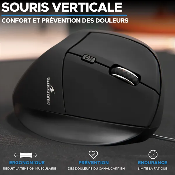 Bluestork Egér - M-W-ERGO (Ergonomic, 2.4G, 7200 DPI, optikai, fekete) - Image 4