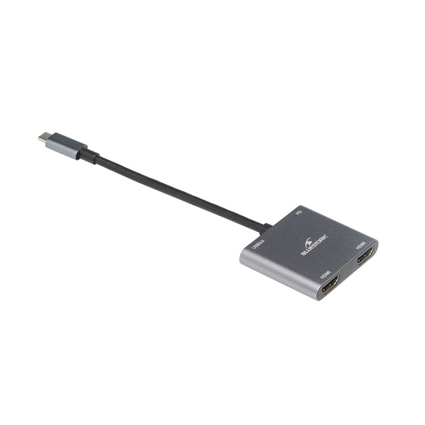 Bluestork USB Hub - HUB-DUO-HDMI (USB3.0, USB-C to 2xHDMI + USB-C, 4K@30Hz, szürke) - Image 3