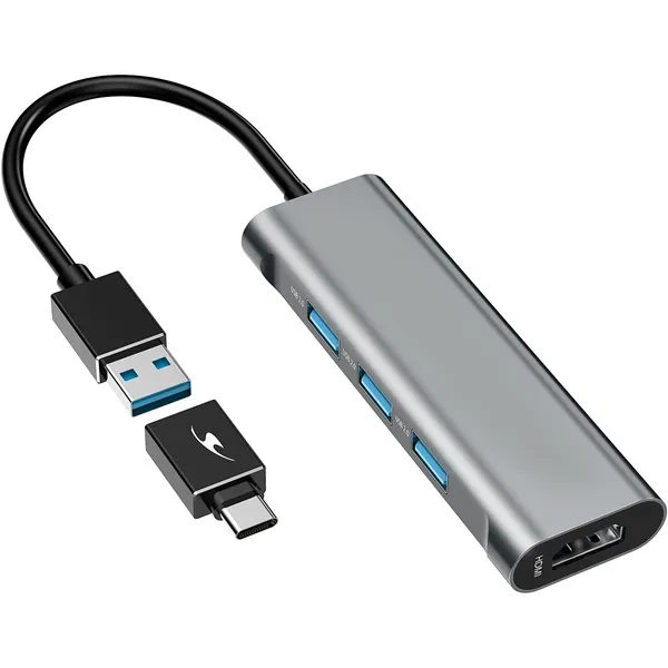 Bluestork USB Hub - HUB-MINI (USB-A to 3xUSB 2.0 port + 1x USB-C, 1xHDMI, USB3.0, szürke) - Image 2