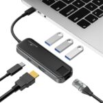 Bluestork USB Hub - HUB-OFFICE (USB-C to 3xUSB 2.0 port + 1xUSB-C + 1xHDMI + 1xRJ45, szürke) - Image 5