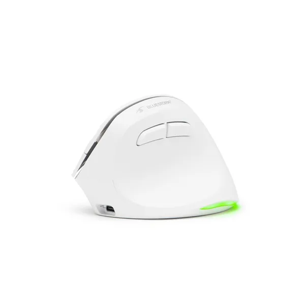 Bluestork Vezeték nélküli Egér - M-WL-ERGO-LUMI-W (Ergonomic, Rechargeable, 2400 DPI, 6 gomb, optikai, fehér) - Image 3