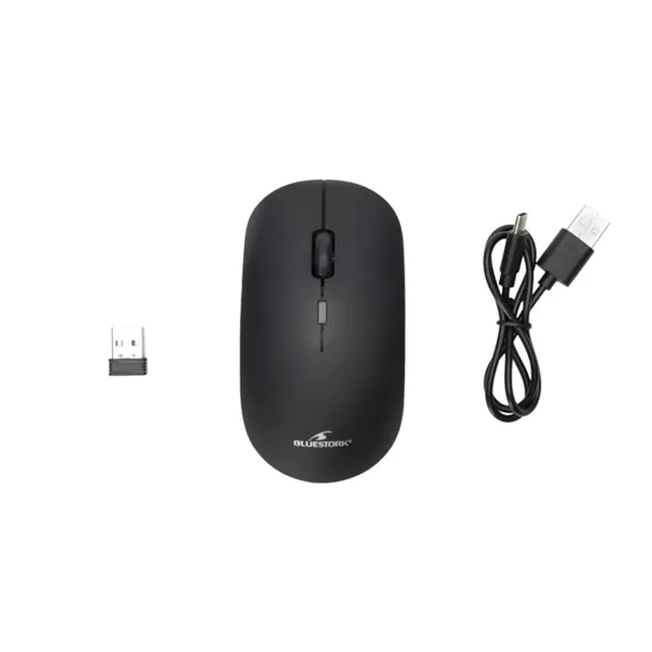 Bluestork Vezeték nélküli Egér - M-WL-OFF100-BLACK (Bluetooth, 2.4G, Rechargeable, 3200 DPI, optikai, fekete) - Image 2