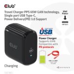 Club 3D Hálózati Adapter - CAC-1905EU (65W GAN, USB-C, PD 3.0, túltöltés védelem, kicsi méret) - Image 2