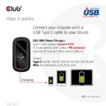 Club 3D Hálózati Adapter - CAC-1905EU (65W GAN, USB-C, PD 3.0, túltöltés védelem, kicsi méret) - Image 3