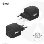 Club 3D Hálózati Adapter - CAC-1909EU (45W GAN, USB-C Dual Port, PD 3.0, PPS, Kétportos)