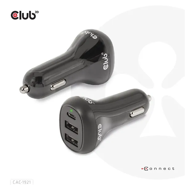 Club3D CAC-1921 autós gyorstöltő 36W, 2×USB Type-A, USB Type-C - Image 8