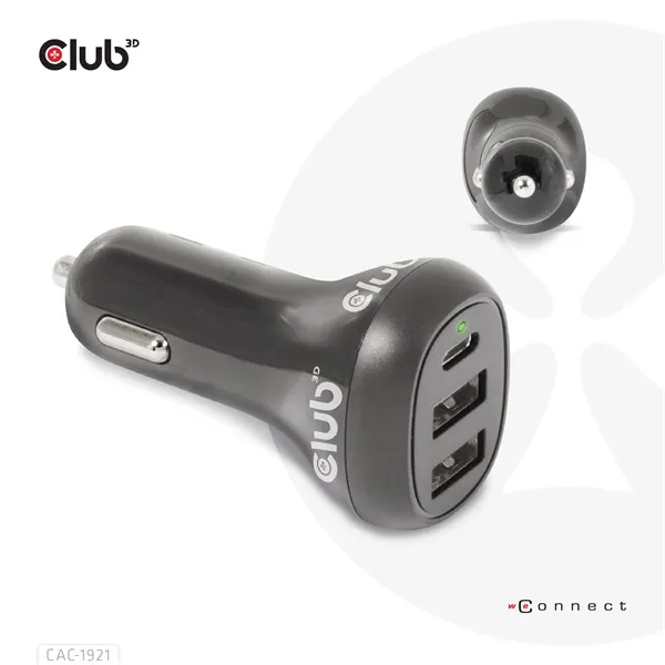 Club3D CAC-1921 autós gyorstöltő 36W, 2×USB Type-A, USB Type-C - Image 9