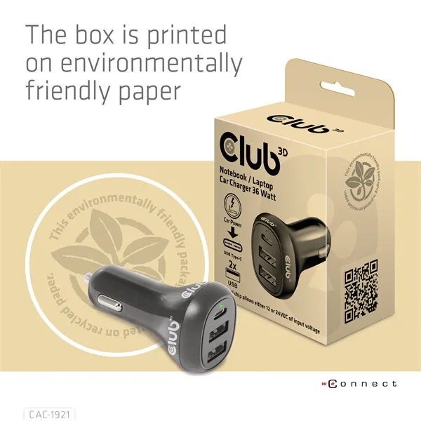 Club3D CAC-1921 autós gyorstöltő 36W, 2×USB Type-A, USB Type-C - Image 10