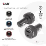 Club 3D Autós Töltő - CAC-1922 (63W, USB-A, USB-C, 12-24V, QC3.0) - Image 5