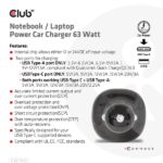 Club 3D Autós Töltő - CAC-1922 (63W, USB-A, USB-C, 12-24V, QC3.0) - Image 6