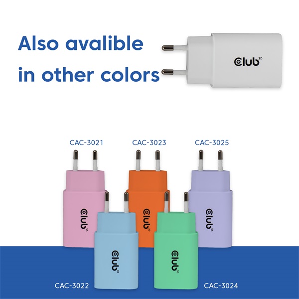 Club 3D Hálózati Adapter - CAC-3020 (2db/csomag, 30W USB-C, PD3.0, túltöltés védelem, kicsi méret, fehér) - Image 5