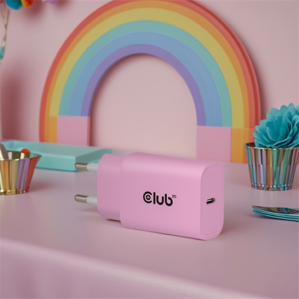 Club 3D Hálózati Adapter - CAC-3021 (2db/csomag, 30W USB-C, PD3.0, túltöltés védelem, kicsi méret, pink) - Image 4
