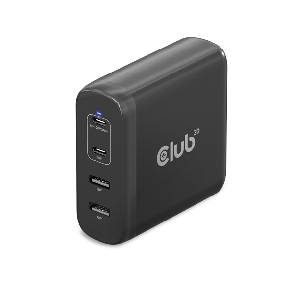 Club 3D Hálózati Adapter - CAC-1912EU (100W GaN, 2x USB-A, 2x USB-C, PD3.0, 4 csatlakozó) - Image 13