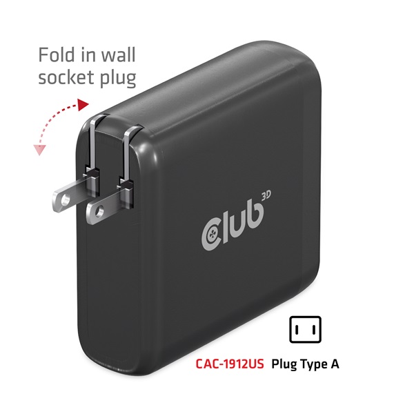 Club 3D Hálózati Adapter - CAC-1912EU (100W GaN, 2x USB-A, 2x USB-C, PD3.0, 4 csatlakozó) - Image 14