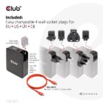 Club 3D Hálózati Adapter - CAC-1917 (140W GaN, 3x USB-C, 1x USB-A, PD3.1, 4 csatlakozó) - Image 5