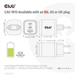 Club 3D Hálózati Adapter - CAC-1913EU (65W GAN, Triple port 2xUSB-C 1xUSB-A PD 3.0) - Image 11