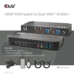 Club 3D KVM Switch - CSV-1382 (Dual HDMI, 4K60Hz, USB, PC KVM funkció, HDR, 3D támogatás) - Image 6