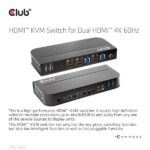 Club 3D KVM Switch - CSV-1382 (Dual HDMI, 4K60Hz, USB, PC KVM funkció, HDR, 3D támogatás) - Image 7
