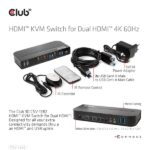 Club 3D KVM Switch - CSV-1382 (Dual HDMI, 4K60Hz, USB, PC KVM funkció, HDR, 3D támogatás) - Image 8