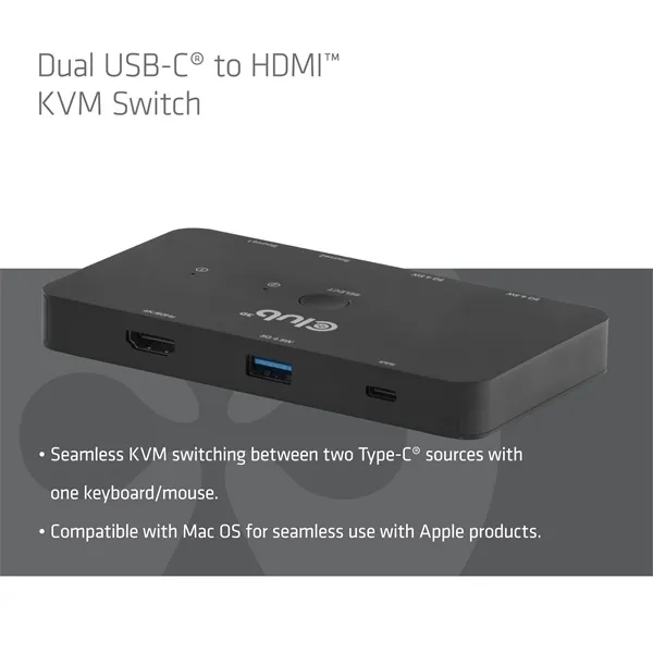 Club 3D KVM Switch - CSV-2512 (USB-C to 4xHDMI 4K60Hz, Alternate Mode, 5 Gbps, 100W) - Image 5