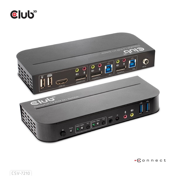 Club 3D KVM Switch - CSV-7210 (Dual DisplayPort, 4K60Hz, HDMI, KVM, IR távirányító) - Image 1