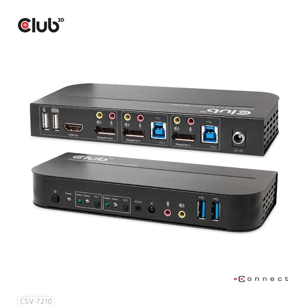 Club 3D KVM Switch - CSV-7210 (Dual DisplayPort, 4K60Hz, HDMI, KVM, IR távirányító) - Image 2
