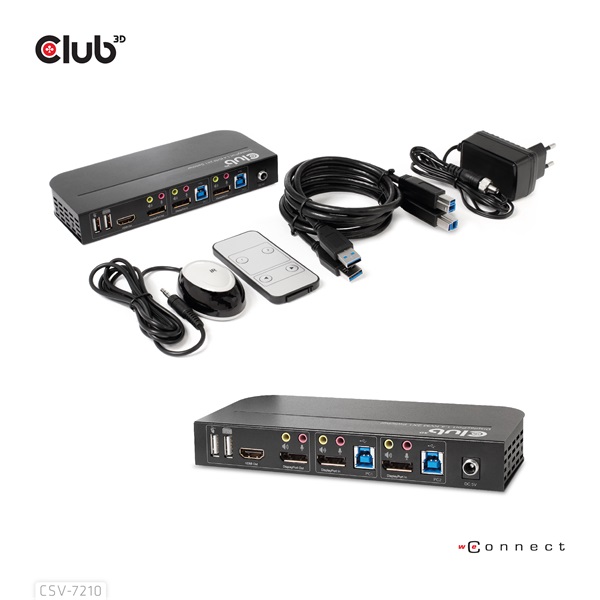 Club 3D KVM Switch - CSV-7210 (Dual DisplayPort, 4K60Hz, HDMI, KVM, IR távirányító) - Image 3