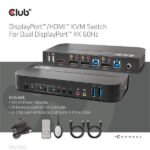 Club 3D KVM Switch - CSV-7210 (Dual DisplayPort, 4K60Hz, HDMI, KVM, IR távirányító) - Image 6