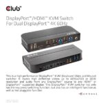 Club 3D KVM Switch - CSV-7210 (Dual DisplayPort, 4K60Hz, HDMI, KVM, IR távirányító) - Image 7