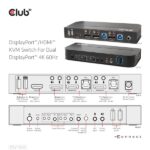 Club 3D KVM Switch - CSV-7210 (Dual DisplayPort, 4K60Hz, HDMI, KVM, IR távirányító) - Image 10