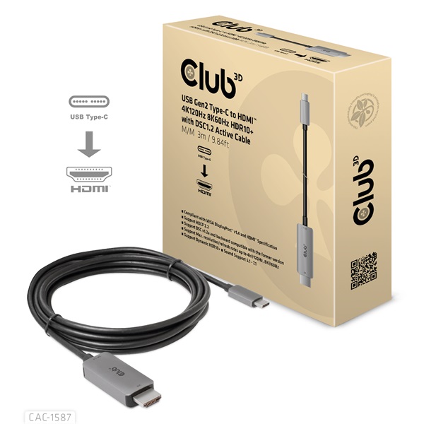 Club_3D_Kabel_-_CAC-1587_USB-C_Gen_2_to_HDMI_4K120HZ_8K60HZ_HDR10_DSC12_3m_aktiv-i455241.jpg Club 3D Kábel - CAC-1587 (USB-C Gen 2 to HDMI, 4K120HZ 8K60HZ, HDR10+, DSC1.2, 3m, aktív) - Image 1
