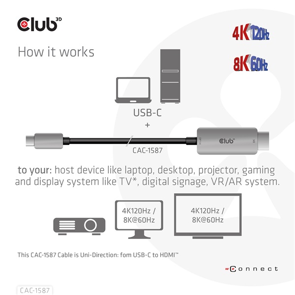 Club_3D_Kabel_-_CAC-1587_USB-C_Gen_2_to_HDMI_4K120HZ_8K60HZ_HDR10_DSC12_3m_aktiv-i455256.jpg Club 3D Kábel - CAC-1587 (USB-C Gen 2 to HDMI, 4K120HZ 8K60HZ, HDR10+, DSC1.2, 3m, aktív) - Image 4